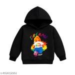 Cute Cartoon Printed Kids Black Sweatshirt | Winter Wear for Boys & Girls