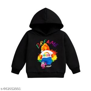 Cute Cartoon Printed Kids Black Sweatshirt | Winter Wear for Boys & Girls