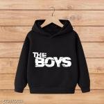 Cute Cartoon Printed Kids Black Sweatshirt | Winter Wear for Boys & Girls