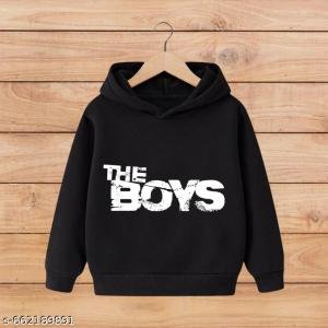 Cute Cartoon Printed Kids Black Sweatshirt | Winter Wear for Boys & Girls