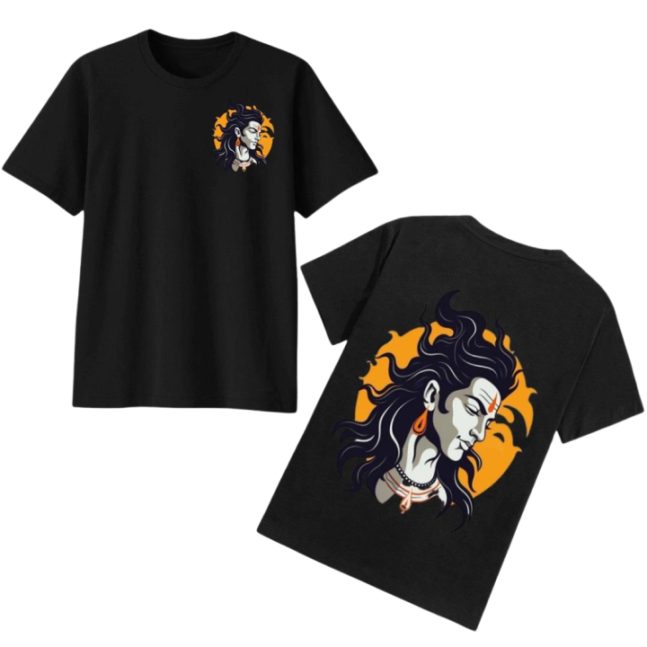 MENS SHIVA PRINTED BLACK T-SHIRT