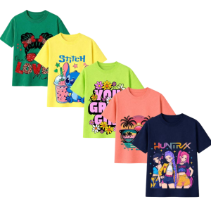 KIDS MULTICOLOR HALF SLEEVE TSHIRT PACK OF 5